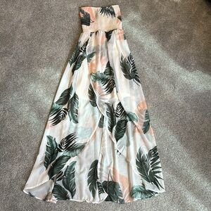 NWT Strapless Smocked Bodice Tropical Beach/Resort Dress